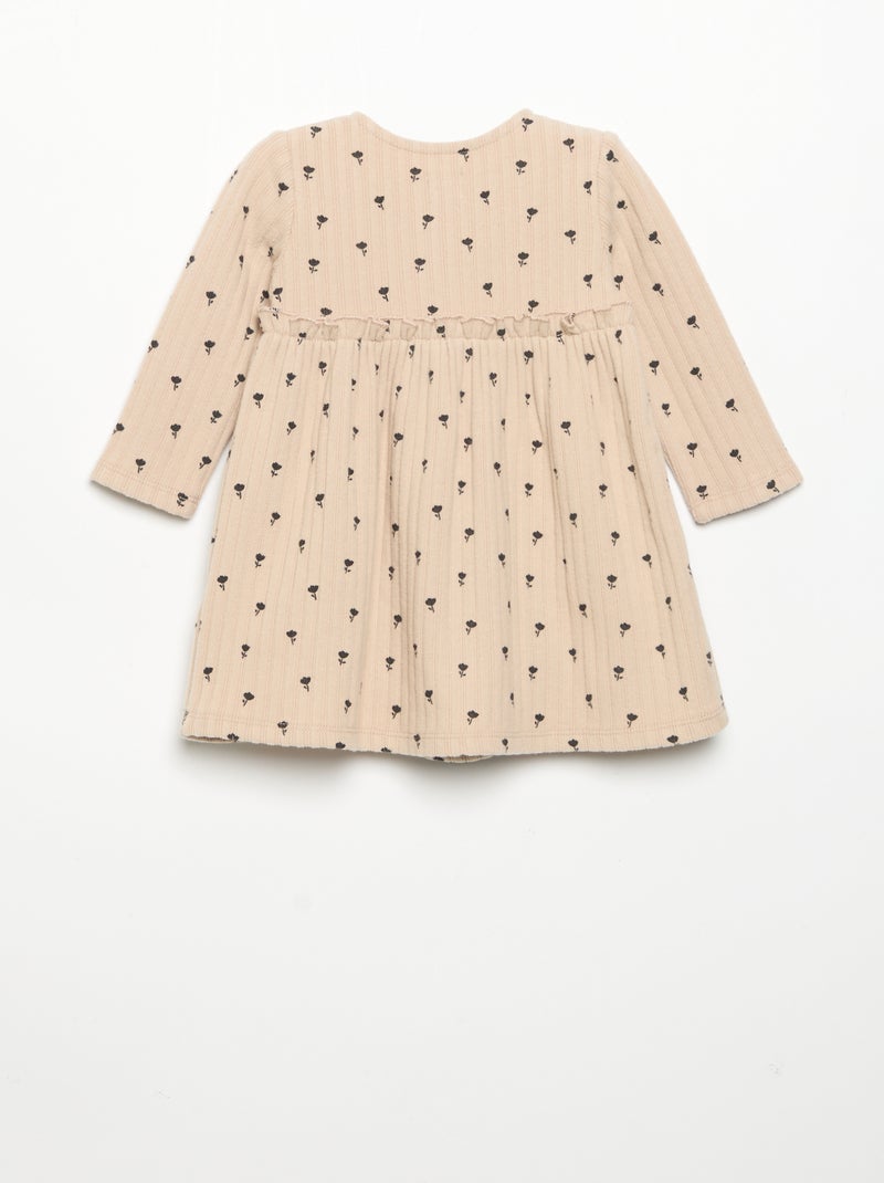 Abito stampato in morbida maglia Beige - Kiabi