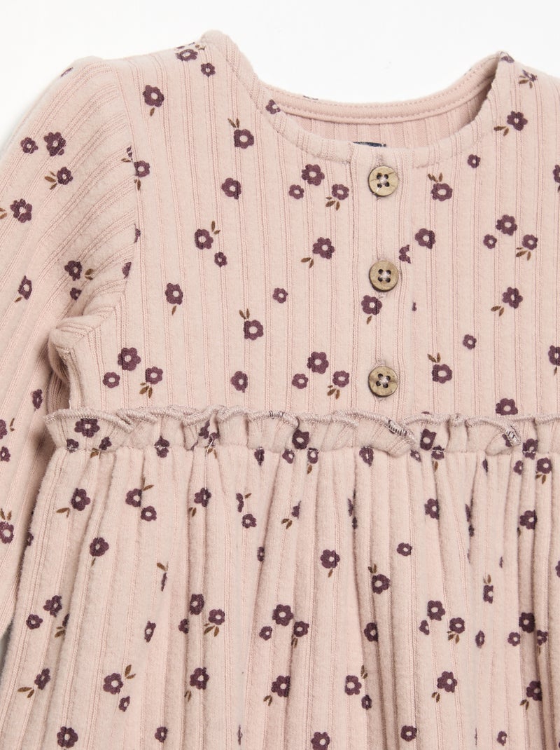Abito stampato in morbida maglia Rosa - Kiabi