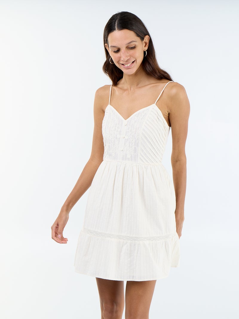 Abito svasato con spalline Bianco - Kiabi