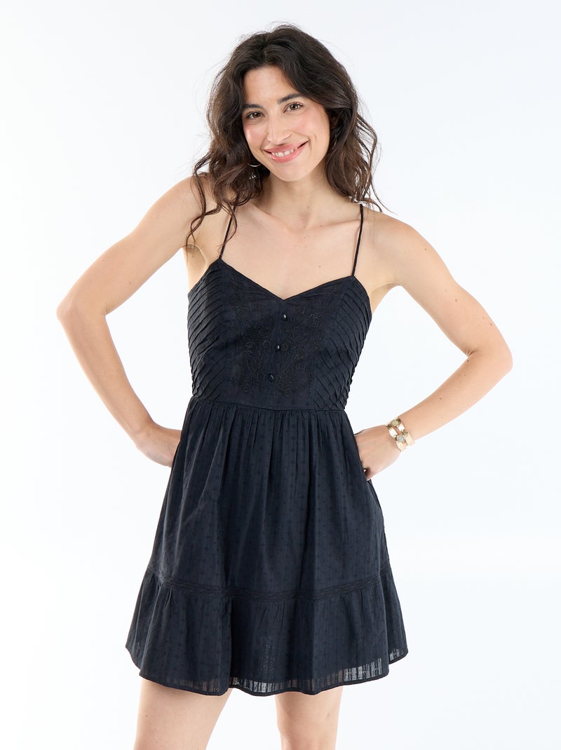 Abito svasato con spalline Nero - Kiabi