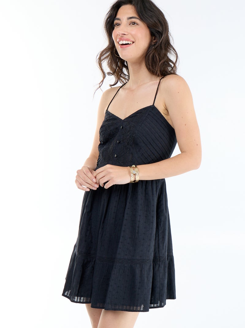 Abito svasato con spalline Nero - Kiabi
