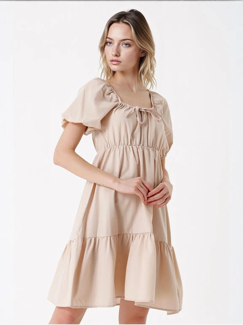 Abito svasato in popeline bdart Beige argilla - Kiabi