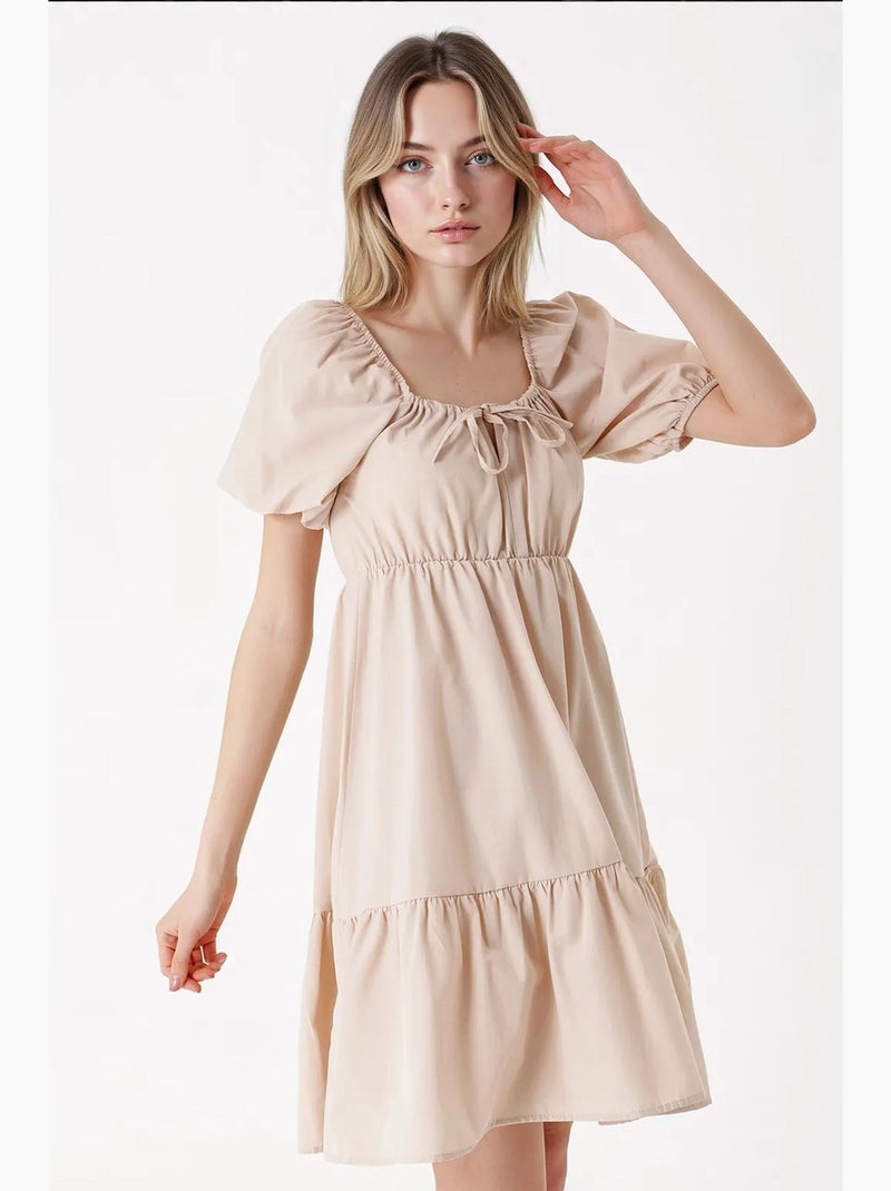 Abito svasato in popeline bdart Beige argilla - Kiabi