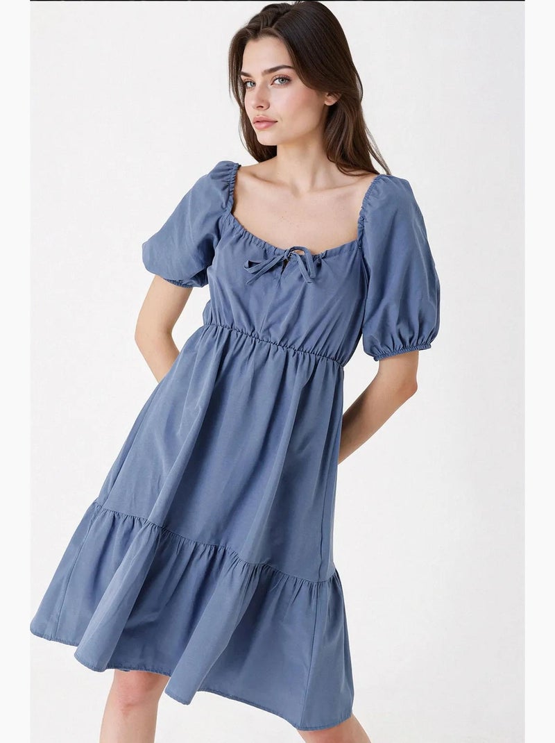 Abito svasato in popeline bdart Blu - Kiabi