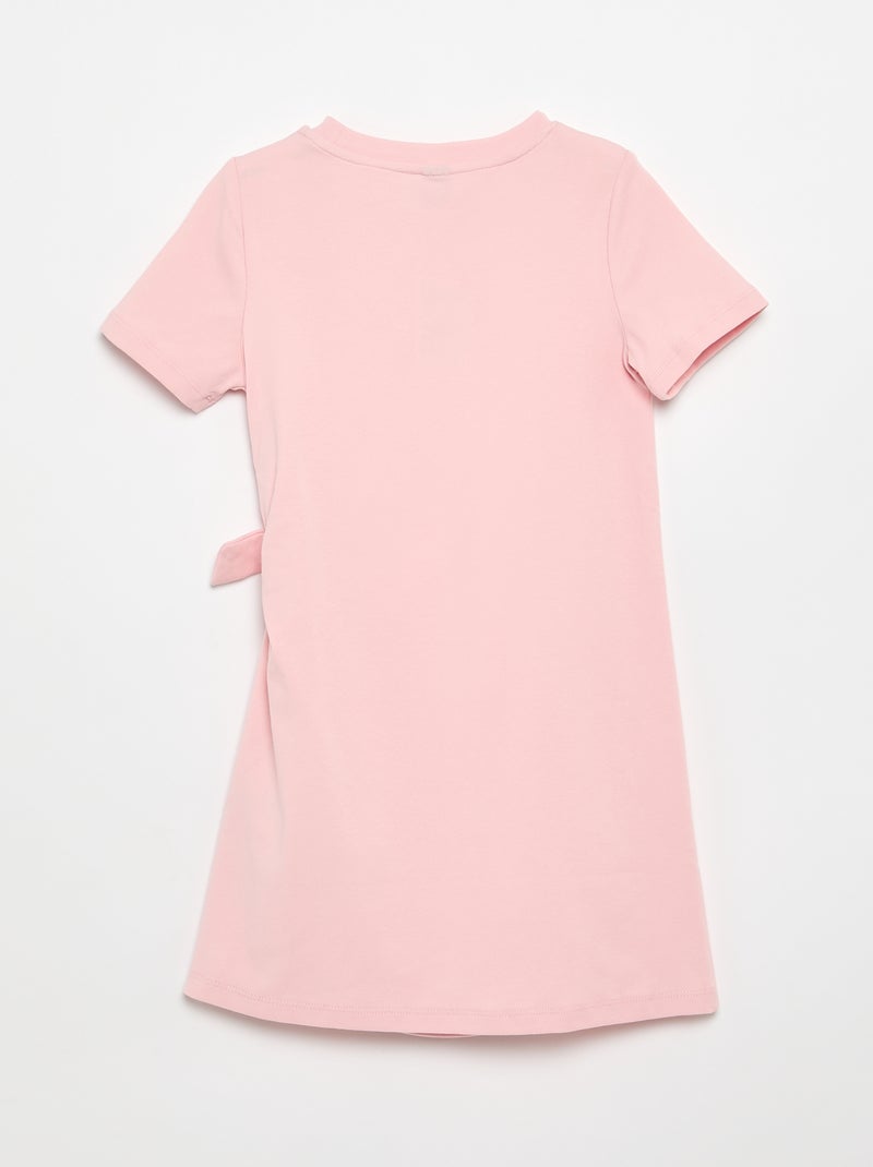 Abito t-shirt con nodo laterale Rosa - Kiabi