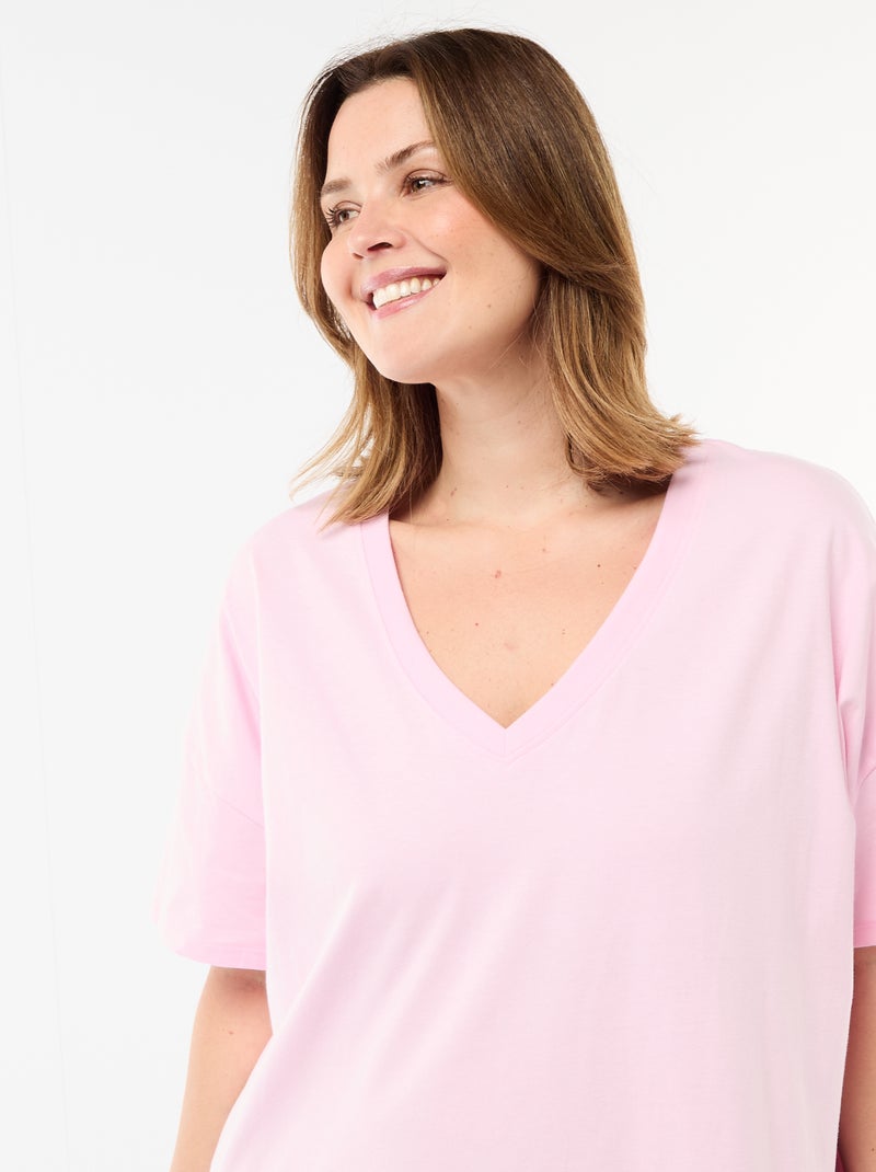 Abito T-shirt corto a maniche corte Rosa - Kiabi