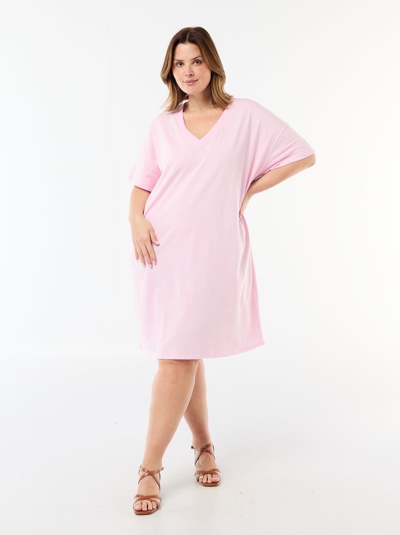 Abito T-shirt corto a maniche corte Rosa - Kiabi