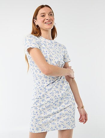 Abito t-shirt corto con fiocco fantasia