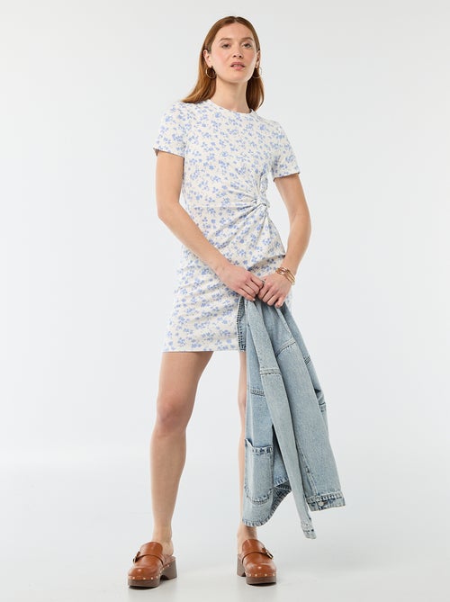 Abito T-shirt corto con nodo decorativo - Kiabi