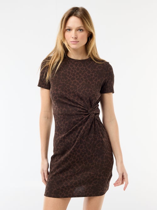 Abito T-shirt corto con nodo decorativo - Kiabi