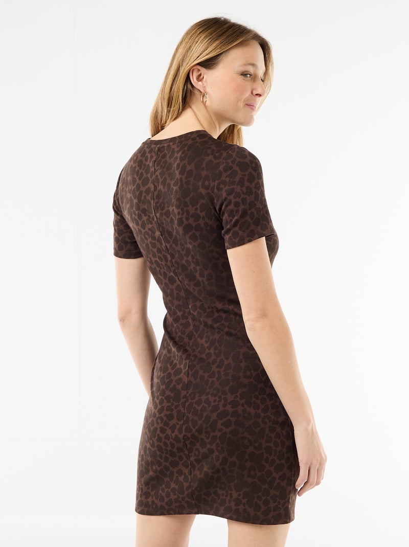 Abito T-shirt corto con nodo decorativo Marrone - Kiabi