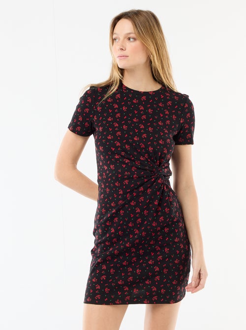 Abito T-shirt corto con nodo decorativo - Kiabi