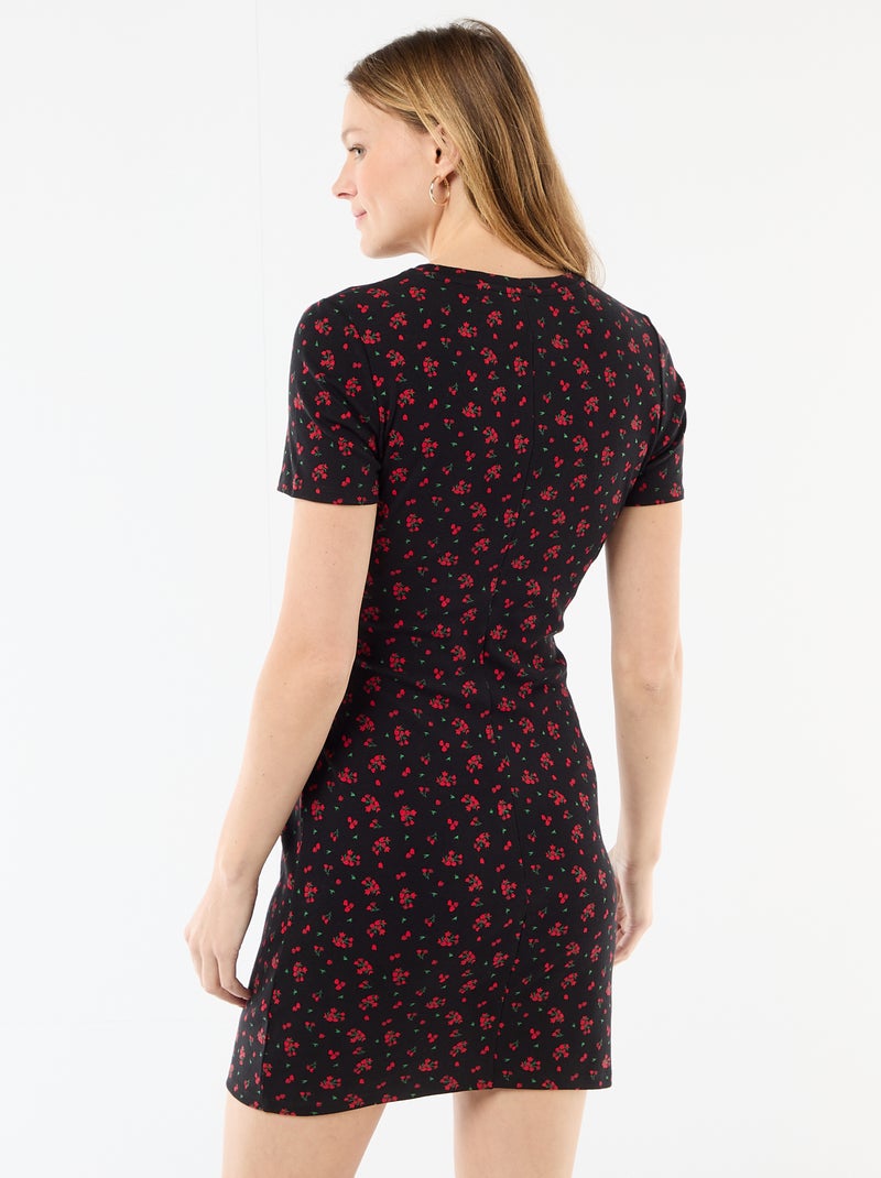 Abito T-shirt corto con nodo decorativo Nero - Kiabi