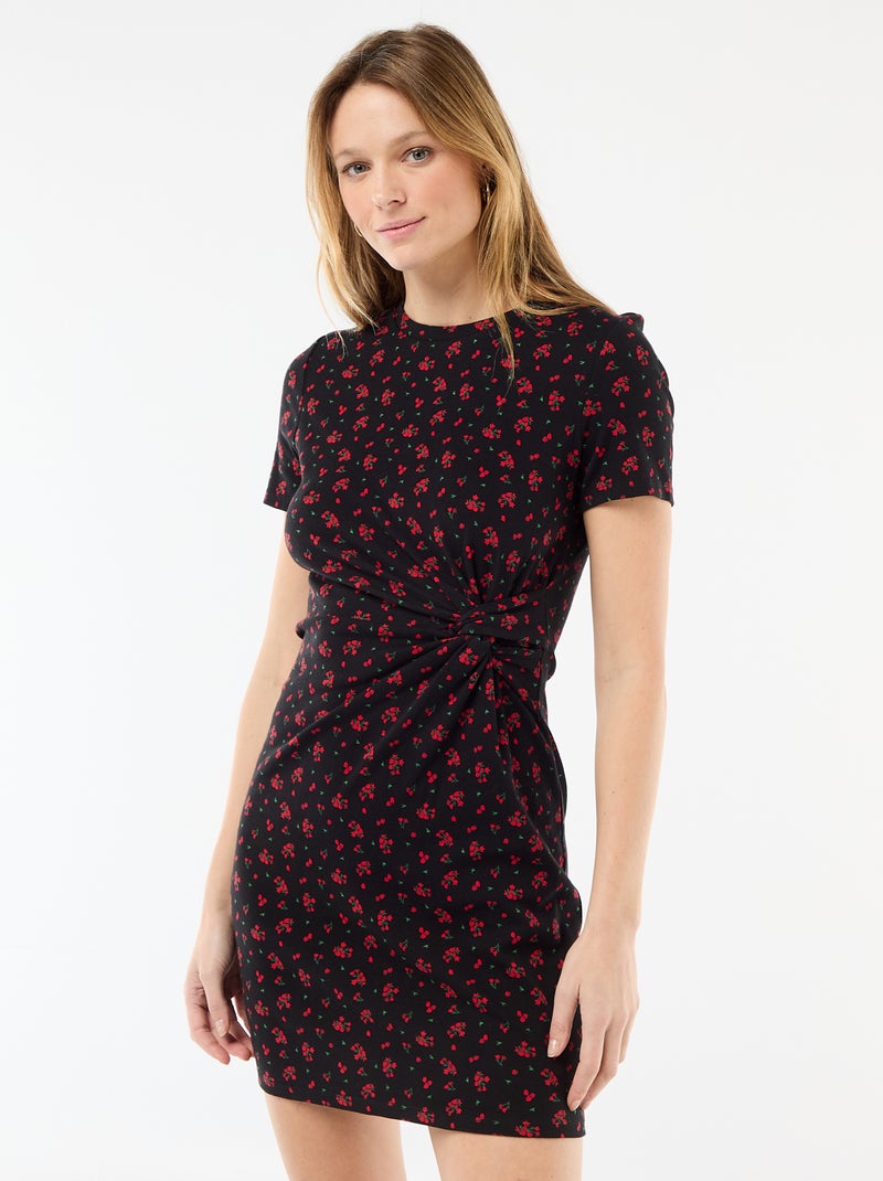 Abito T-shirt corto con nodo decorativo Nero - Kiabi