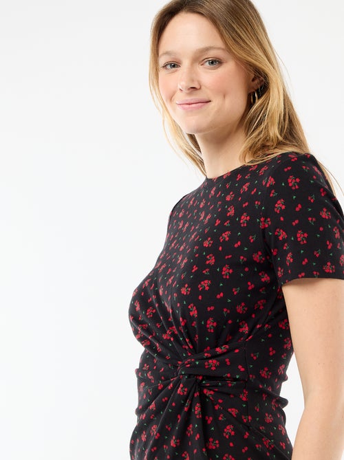 Abito T-shirt corto con nodo decorativo - Kiabi