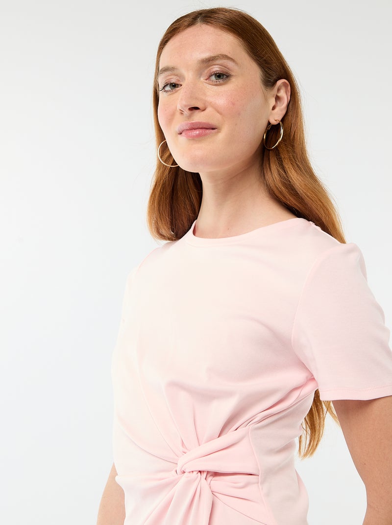 Abito T-shirt corto con nodo decorativo Rosa - Kiabi