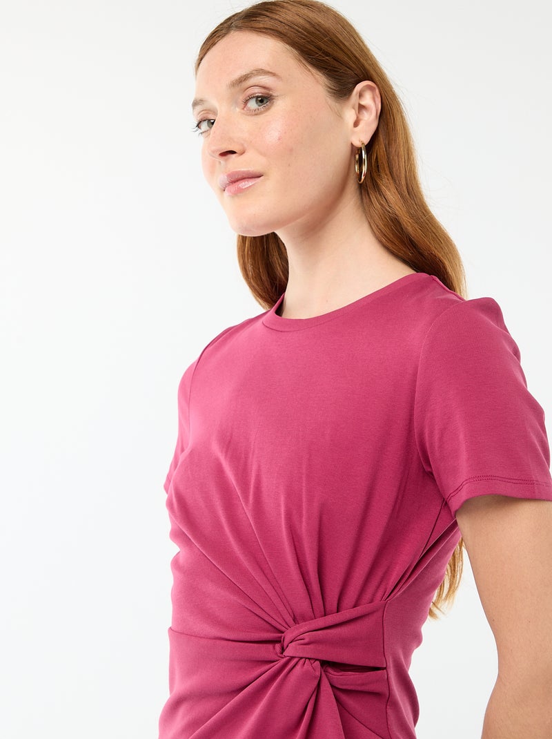 Abito T-shirt corto con nodo decorativo Rosso - Kiabi