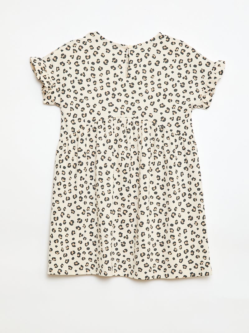Abito t-shirt leopardato Beige - Kiabi