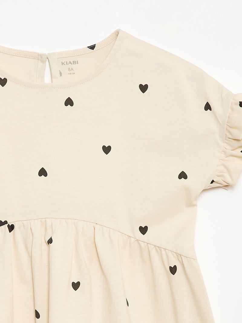 Abito t-shirt leopardato Beige - Kiabi