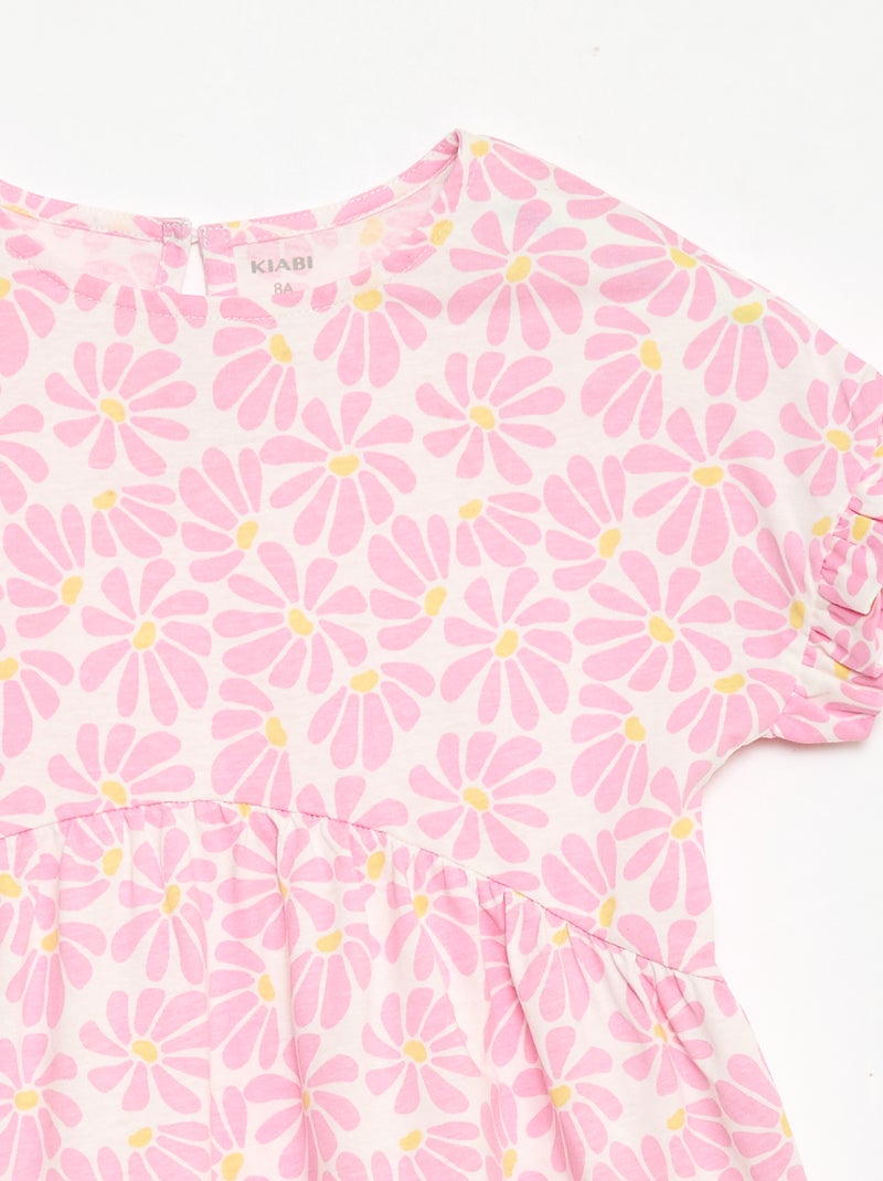 Abito t-shirt leopardato Rosa - Kiabi