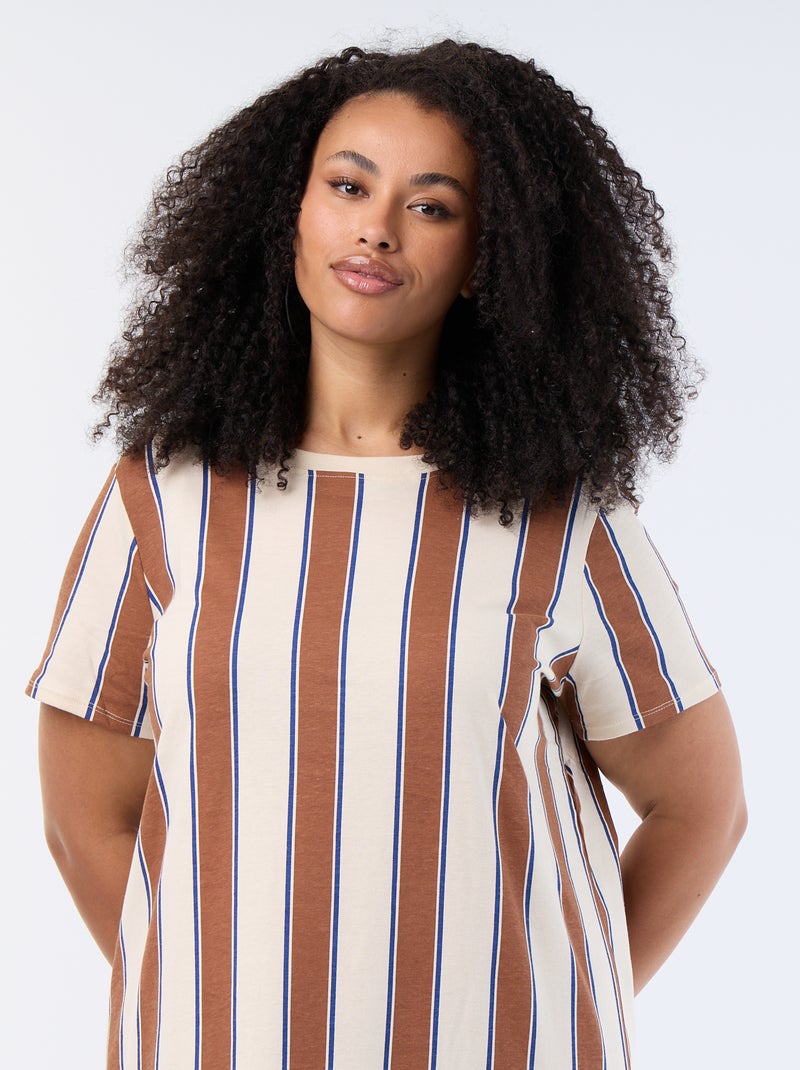 Abito t-shirt lungo tinta unita Beige - Kiabi