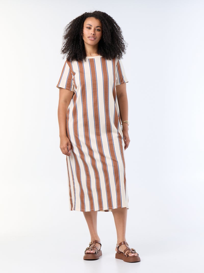 Abito t-shirt lungo tinta unita Beige - Kiabi