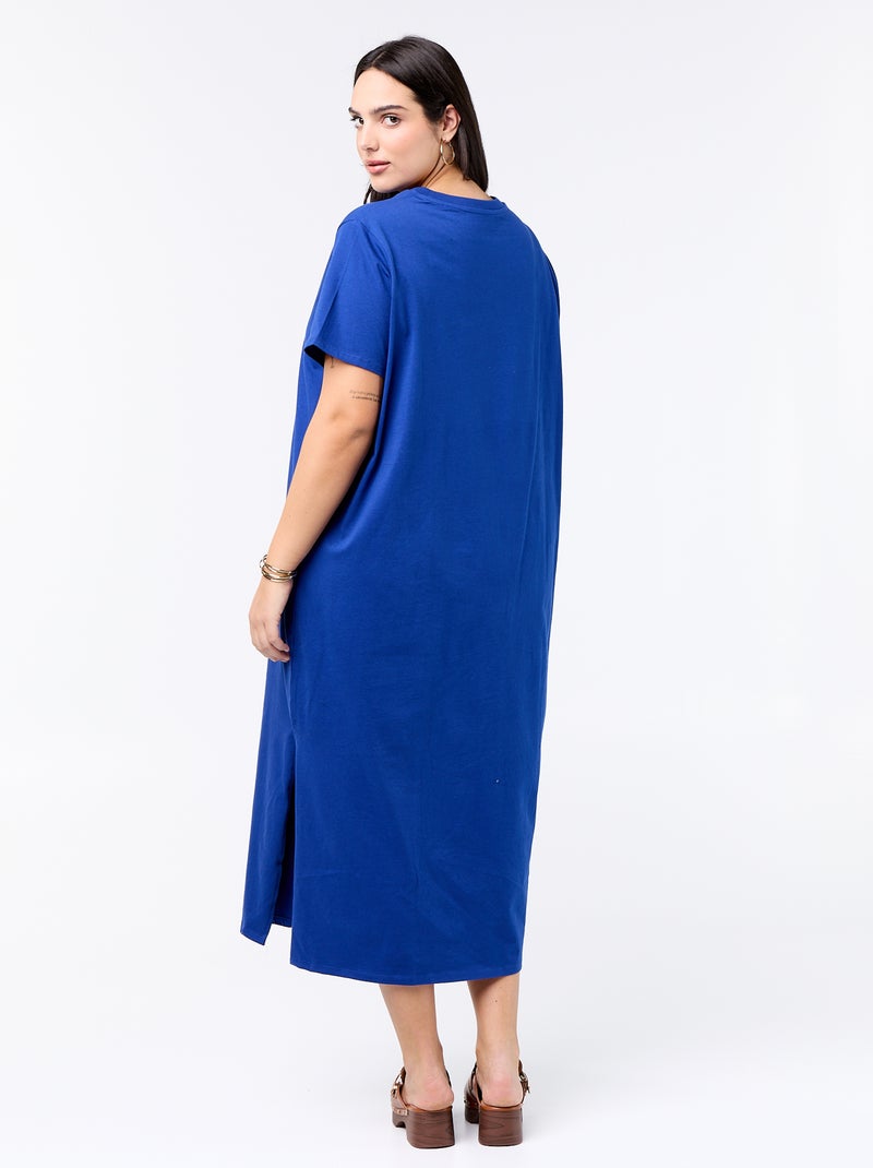 Abito t-shirt lungo tinta unita Blu - Kiabi