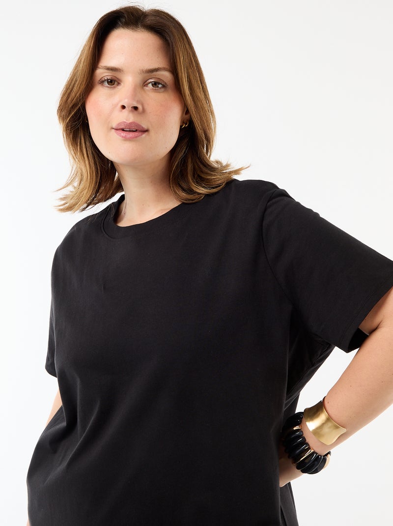 Abito t-shirt lungo tinta unita Nero - Kiabi