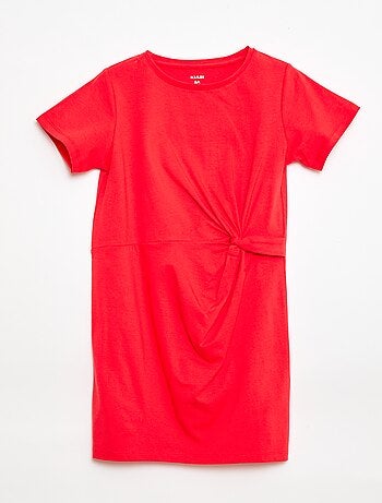 Abito t-shirt midi con fiocco decorativo sul davanti