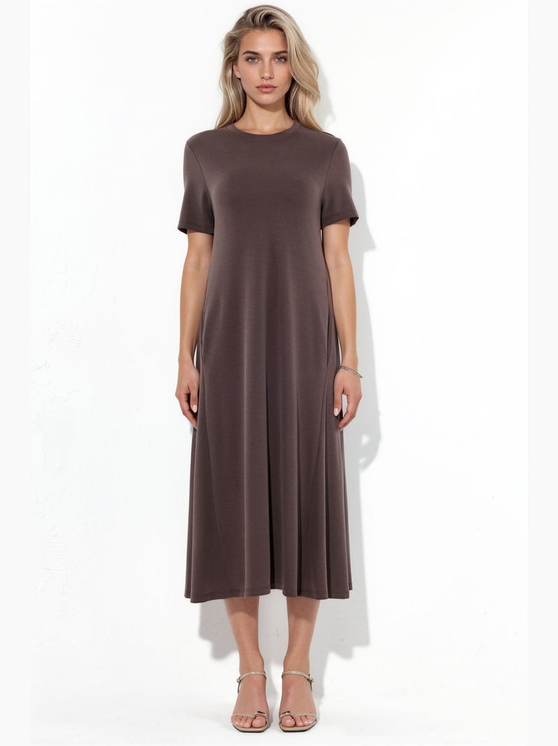 Abito t-shirt midi dritto in jersey busem Marrone - Kiabi