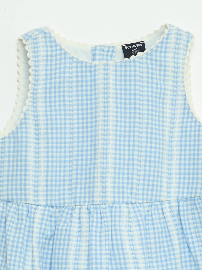 Abito vichy in garza di cotone Blu - Kiabi