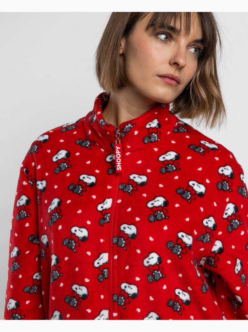 Accappatoio caldo a maniche lunghe da donna PEANUTS Love Snoopy Rosso - Kiabi