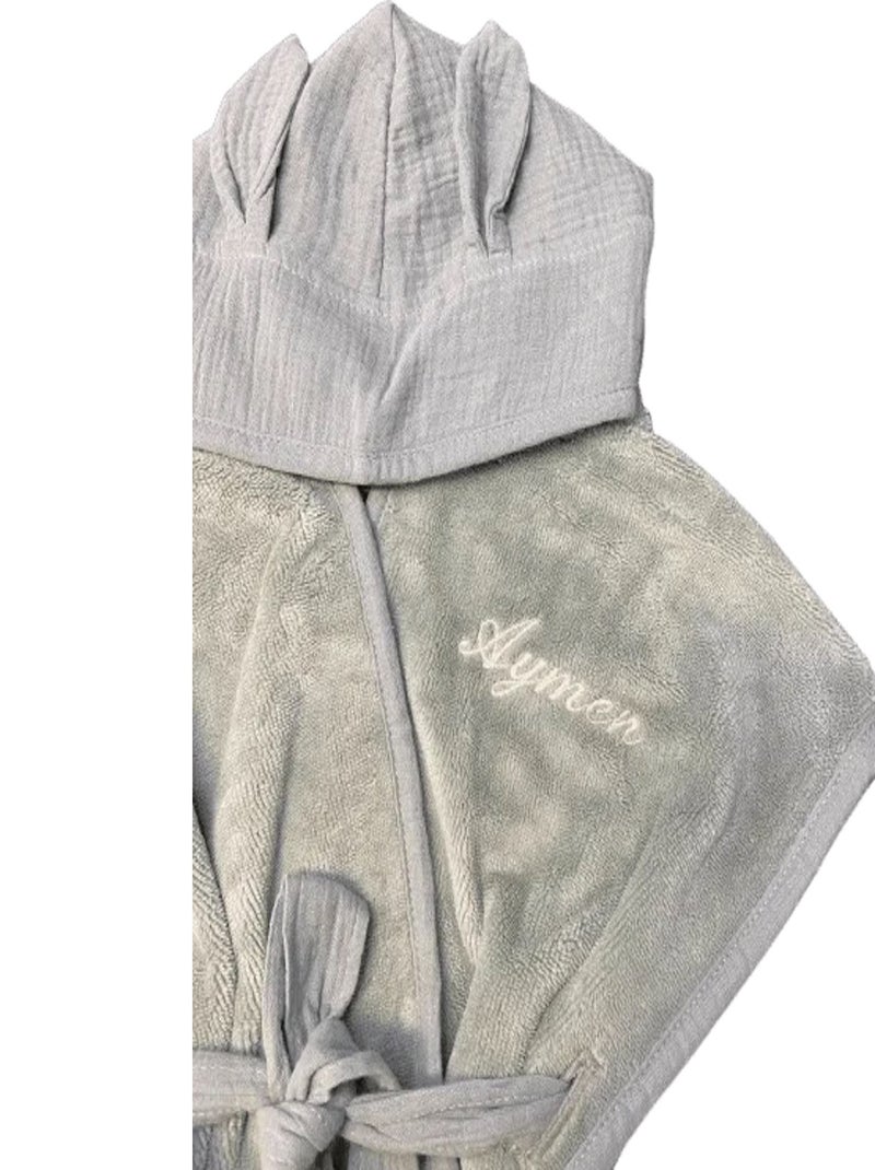 Accappatoio con cappuccio in bambù per bambino | BB&CO Verde acqua - Kiabi