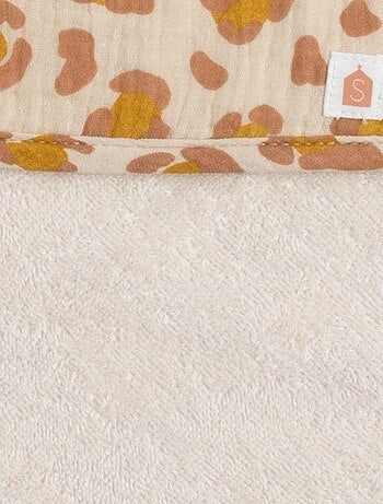 Accappatoio con cappuccio in garza di cotone e guanto con fantasia leopardata per - SAUTHON