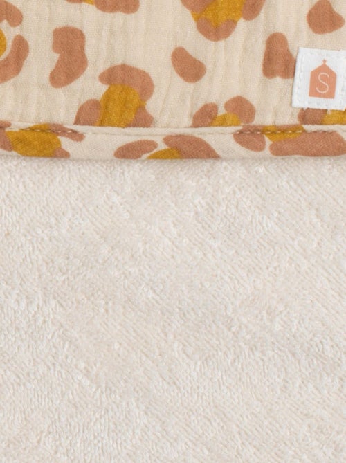 Accappatoio con cappuccio in garza di cotone e guanto con fantasia leopardata per - SAUTHON - Kiabi