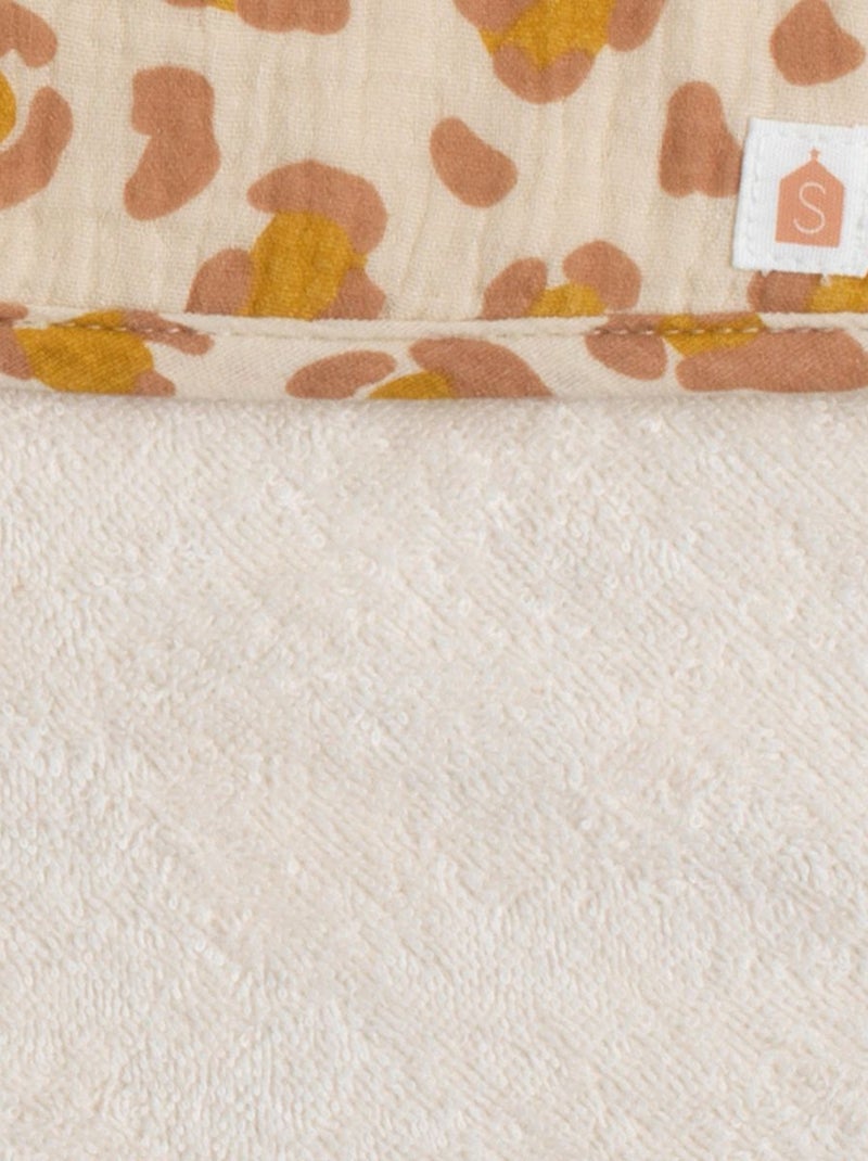 Accappatoio con cappuccio in garza di cotone e guanto con fantasia leopardata per - SAUTHON Beige/Rosa - Kiabi