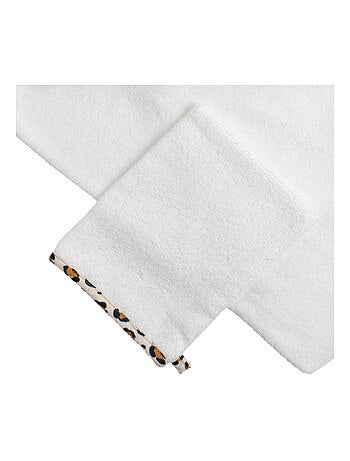 Accappatoio con cappuccio in garza di cotone e guanto con fantasia leopardata per - SAUTHON