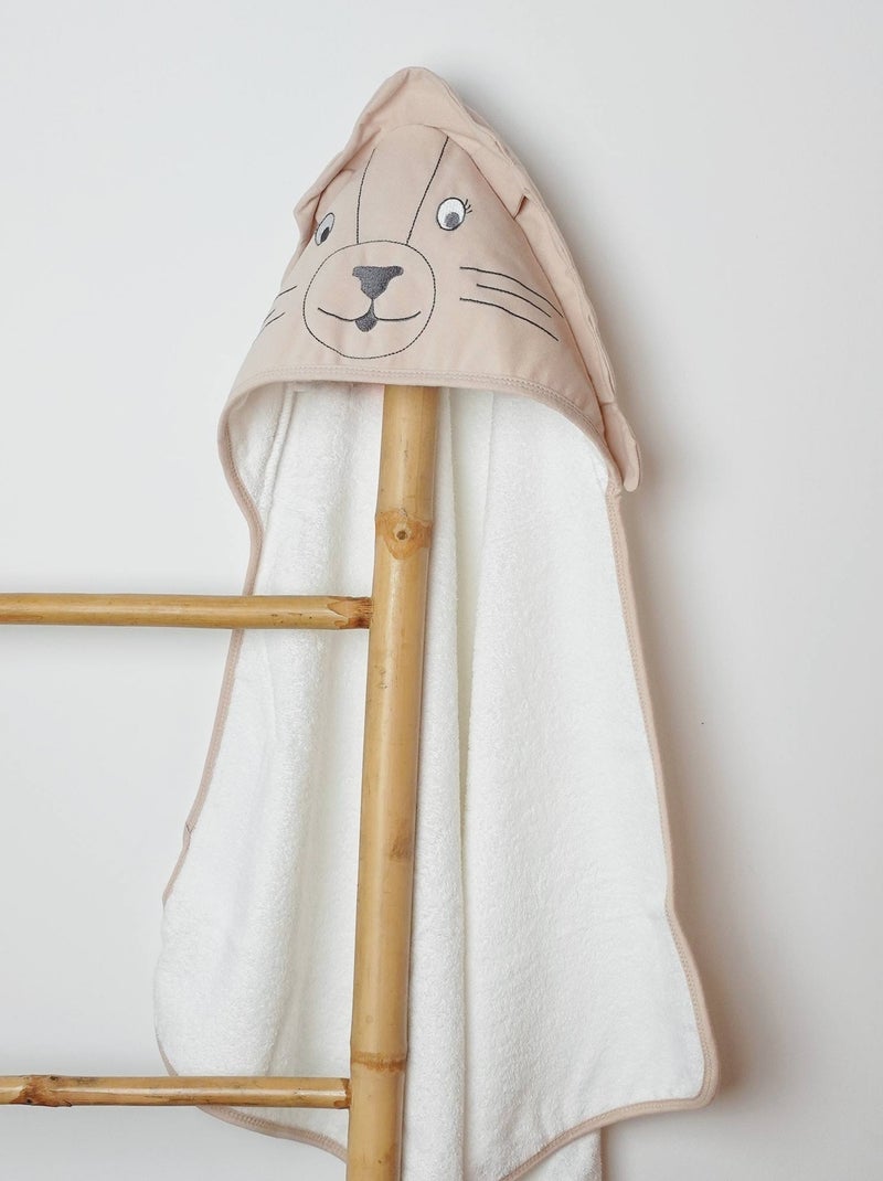 Accappatoio con cappuccio per neonato Beige/Bianco - Kiabi