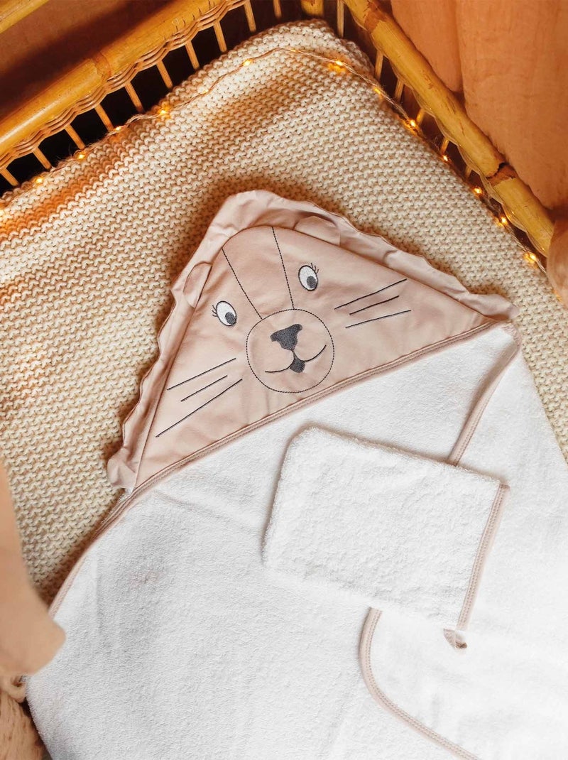 Accappatoio con cappuccio per neonato Beige/Bianco - Kiabi