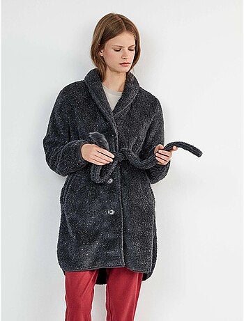 Accappatoio con collo smoking e dettaglio lurex