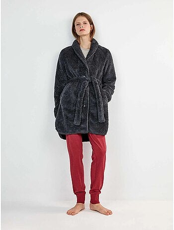 Accappatoio con collo smoking e dettaglio lurex