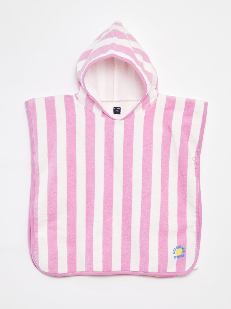 Accappatoio en spugna a righe ROSA - Kiabi