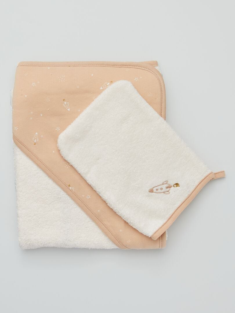 Accappatoio + guanto da bagno BEIGE - Kiabi