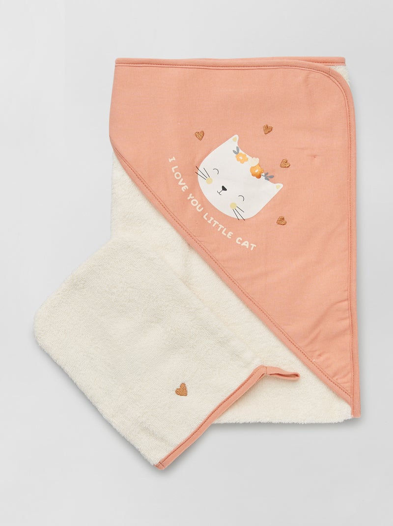 Accappatoio + guanto da bagno ROSA - Kiabi