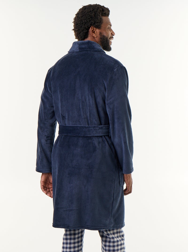 Accappatoio in pile con cintura Blu - Kiabi