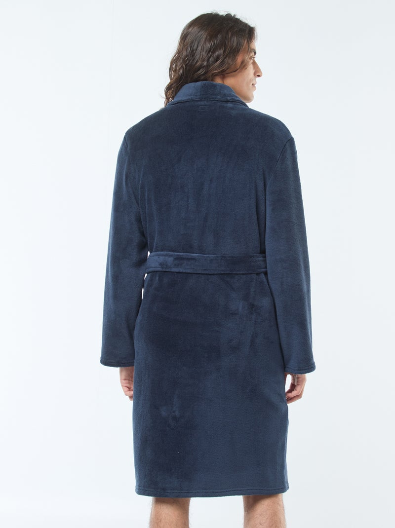Accappatoio in pile con cintura da annodare blu - Kiabi