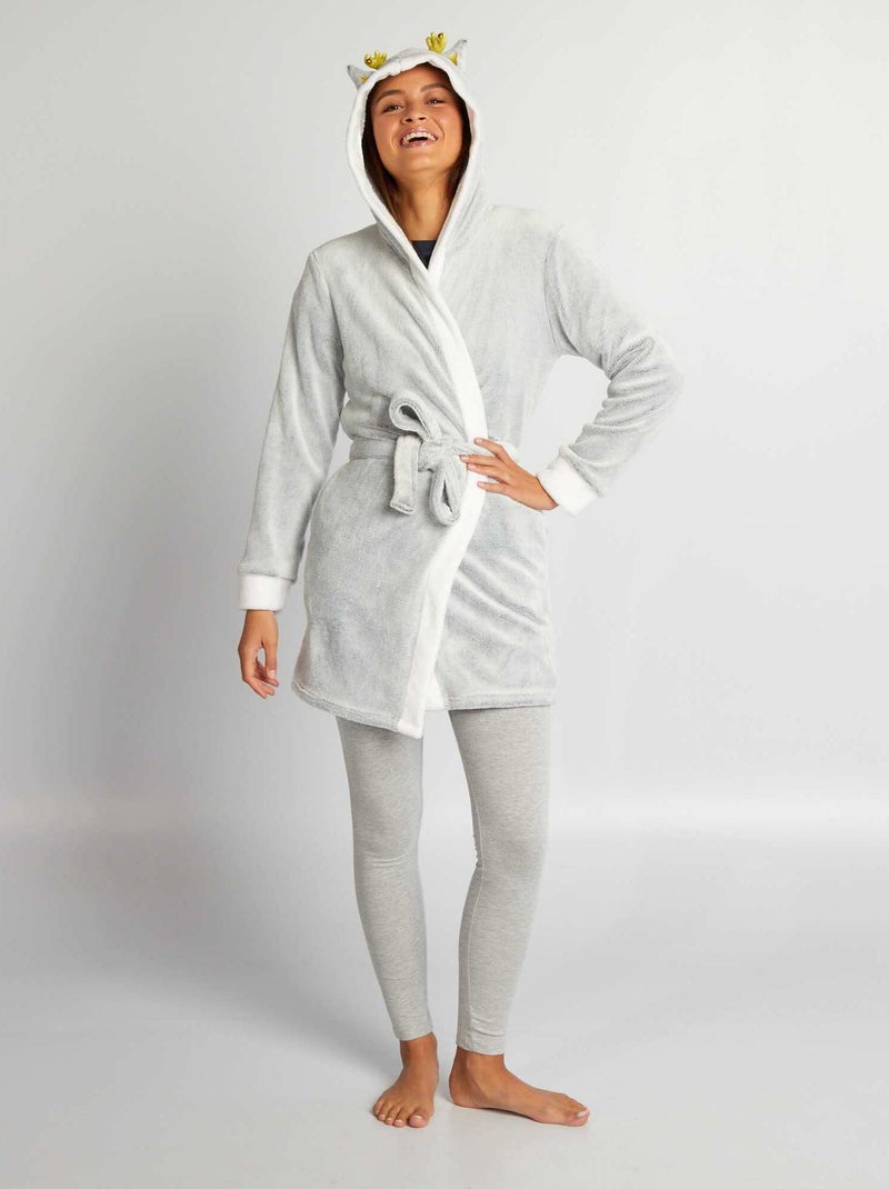 Accappatoio in pile 'renna' grigio bianco - Kiabi