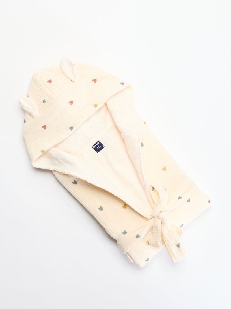 Accappatoio in spugna e garza di cotone - Kiabi Home Beige - Kiabi