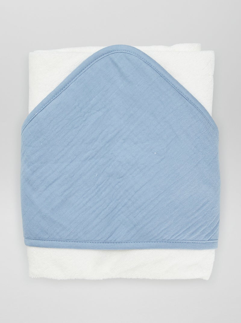 Accappatoio in spugna e garza di cotone BLU - Kiabi