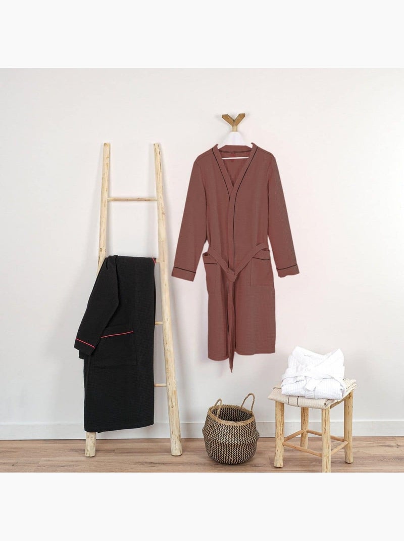 Accappatoio misto cotone 57 fili a nido d'ape KIMONO Avorio - Kiabi
